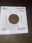 1865 Indian Cent VG. $11