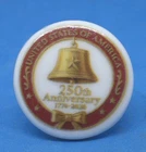 Birchcroft China Button - 250th Anniversary Independence Bell - One Inch Size