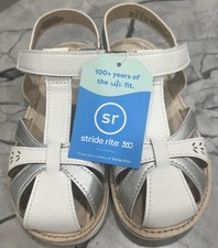 Stride Rite 360 Size 12M Kehlani White Silver Hook  Loop Sandals NEW