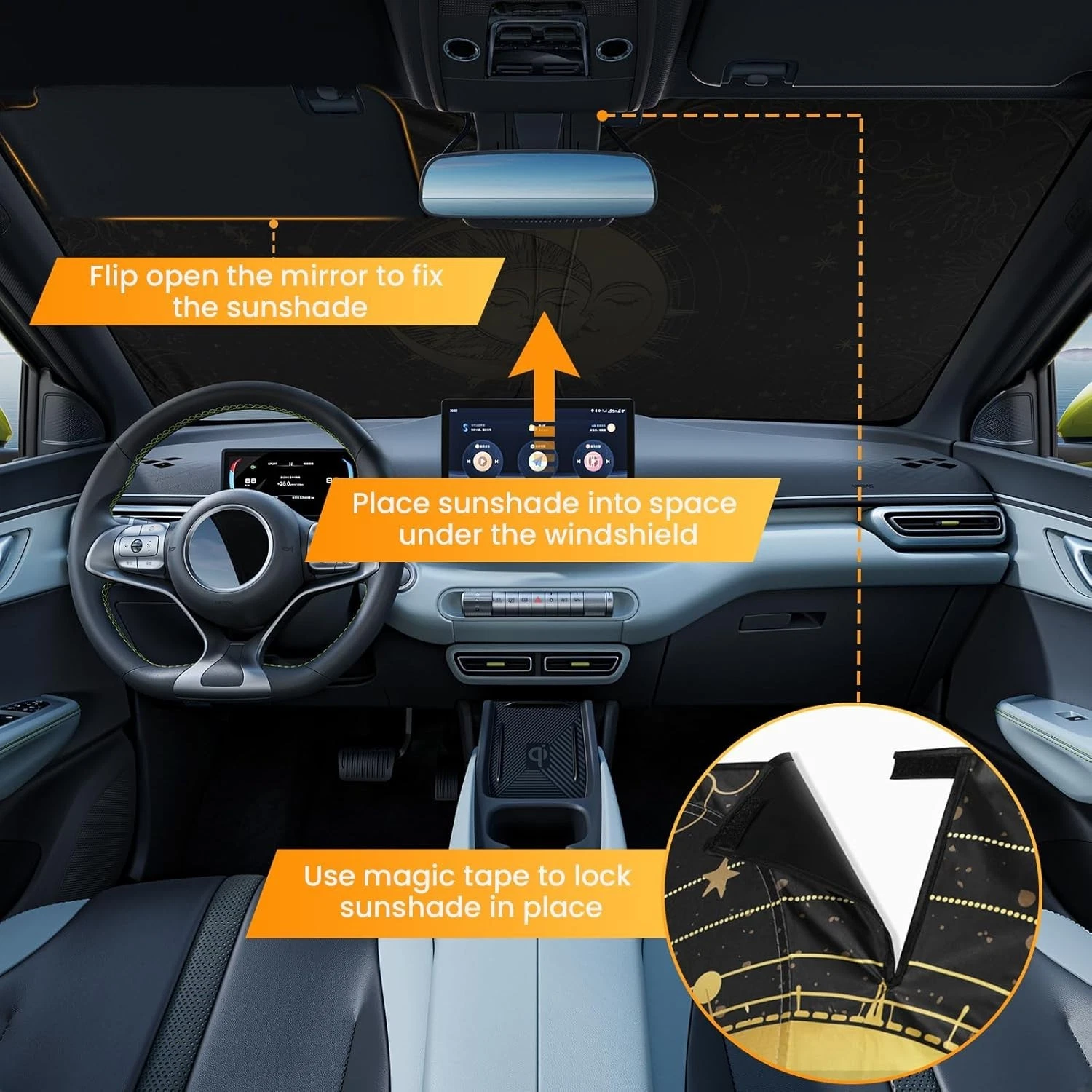 Universal Foldable Car Windshield Sun Shade - 55x32 Inches