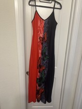 Beautiful Women’s Sun Dress, Red Orange, Black, Size Large