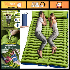 Double Self-Inflating Sleeping Pad - 4" Thick, 2-Person, Built-in Pillow, Portab