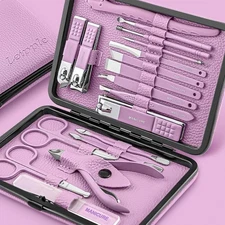 Manicure Set Professional Pedicure Kit Nail Clippers - 18 pcs Purple 