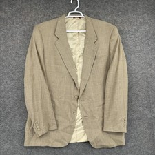 Hart Schaffner Marx Sport Coat Mens 46R Beige Check Tweed Wool Two Button
