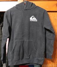 QuikSilver Hoodie Pullover Black w/ White Omni Logo Youth Medium YM 10/12