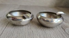 Vintage Industrial Argentina Sterling Silver Over Copper Ashtrays Set of 2