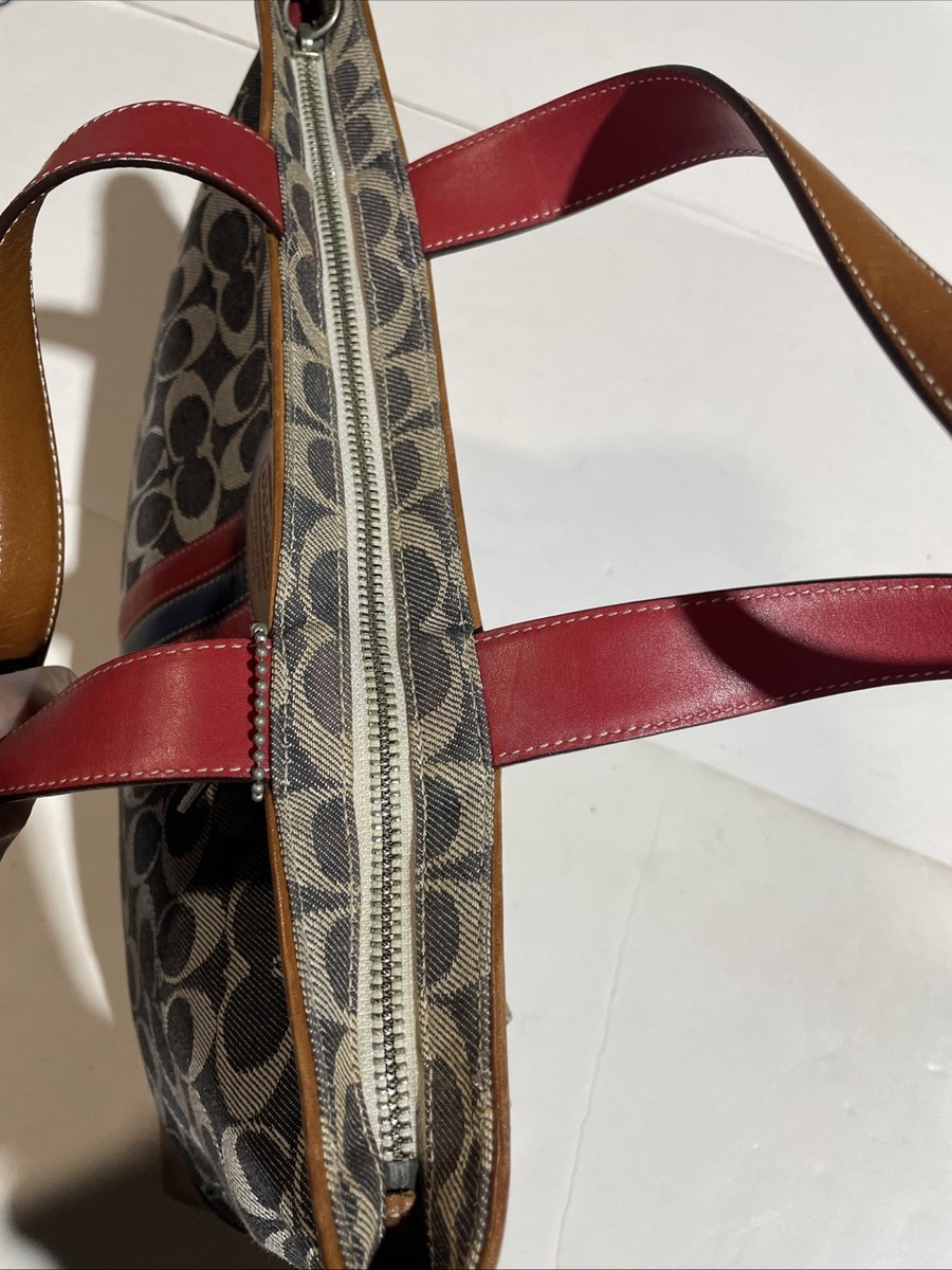 Vintage Coach 7023 Signature Denim Stripe Small Tote Bag | eBay