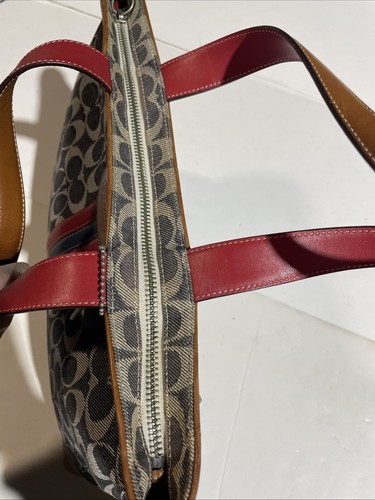 Vintage Coach 7023 Signature Denim Stripe Small Tote Bag - Picture 9 of 12