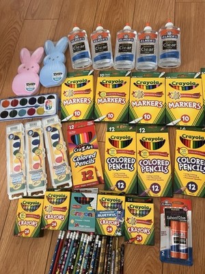 NEW Lot of School Office Supplies Glue Colored Pencil Paint Note Pad Markers