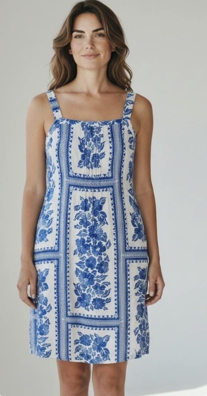 Woman’s Sonoma Goods for Life Blue Floral Pintuck Maxi Dress Size S EUC