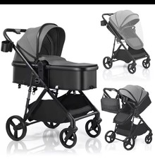 2 in 1 Baby Pram Pushchair Travel System Newborn Bassinet Reclining UK