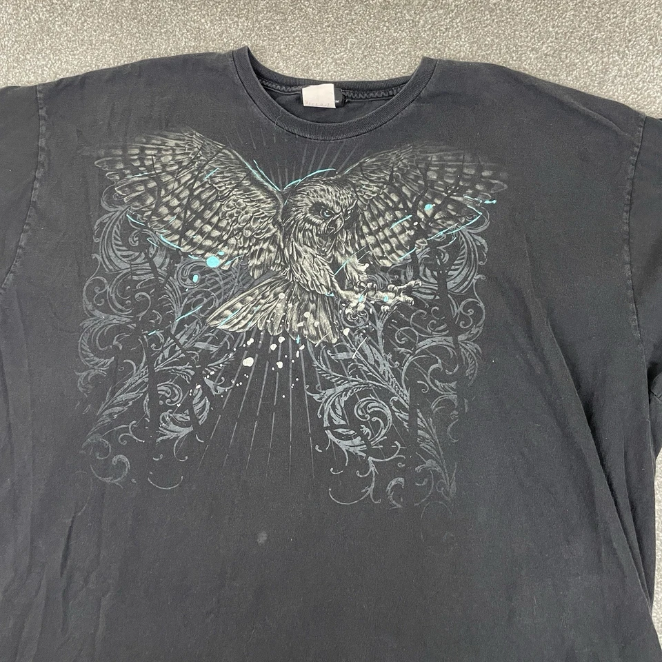 Hybrid Tees T Shirt Mens 2XL Y2K Vintage Grunge Emo Graphic Print Owl Goth Mall - Image 2 of 4