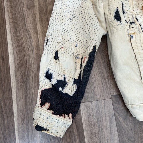 BJ-R Jacket Size Large Denim Altered Hand Embroidered Sashiko, Boro, Patchwork - Picture 4 of 16