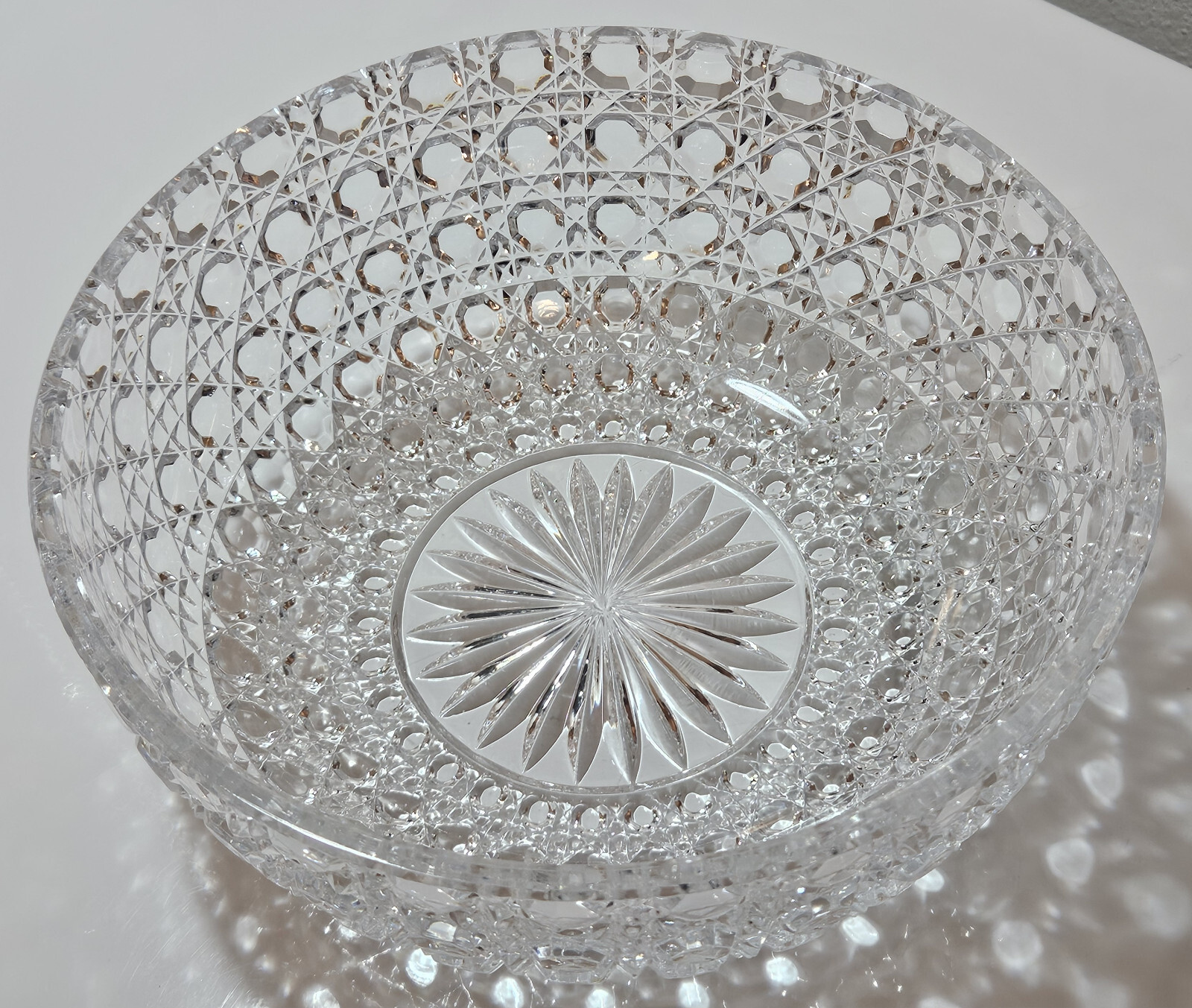 Vintage Heavy Crystal Bowl American Brilliant Pattern 9.25 Inch Excellent WAS 25 #995