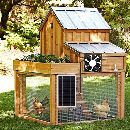 Outdoor Solar Powered Fan Solar Panel Exhaust Fan for Chicken Coops Greenhouse - Picture 5 of 12