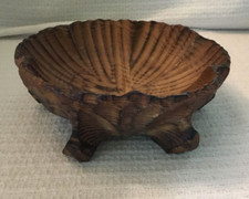 VINTAGE WOODEN HANDCARVED AMBROSIA MAPLE FOOTED BOWL 8" x 3"...