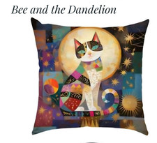 Gorgeous Abstract Cat With Moon And Stars Double-Sided Cushion COVER