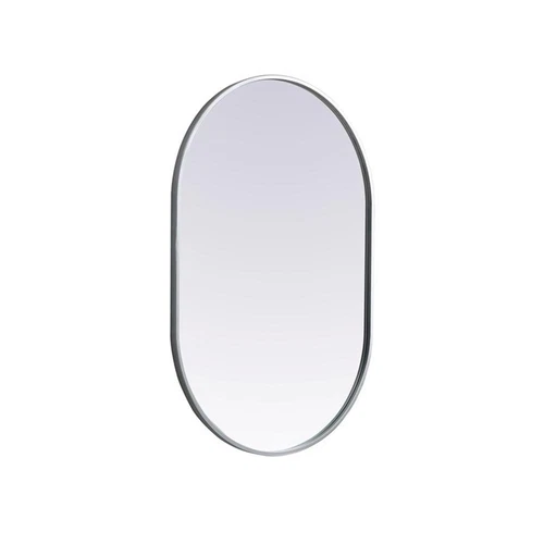 Elegant Decor Asha 24x36" Oval Modern MDF Wood/Iron Mirror in Silver - Picture 5 of 11