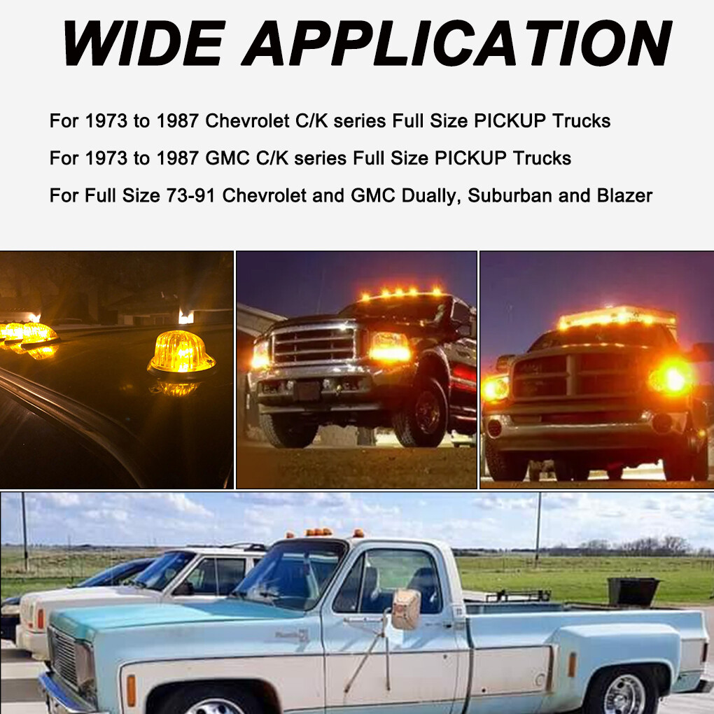 For 74-86 Chevy GMC C/K Series Roof Top Cab Lights Amber For 74-86 Chevy GMC C/K Series Roof Top Cab Lights Amber