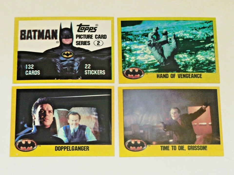 Juego de 132 cartas Batman Series 2 Topps 1989 película + juego de 22 pegatinas Michael Keaton Foto 4 de 4