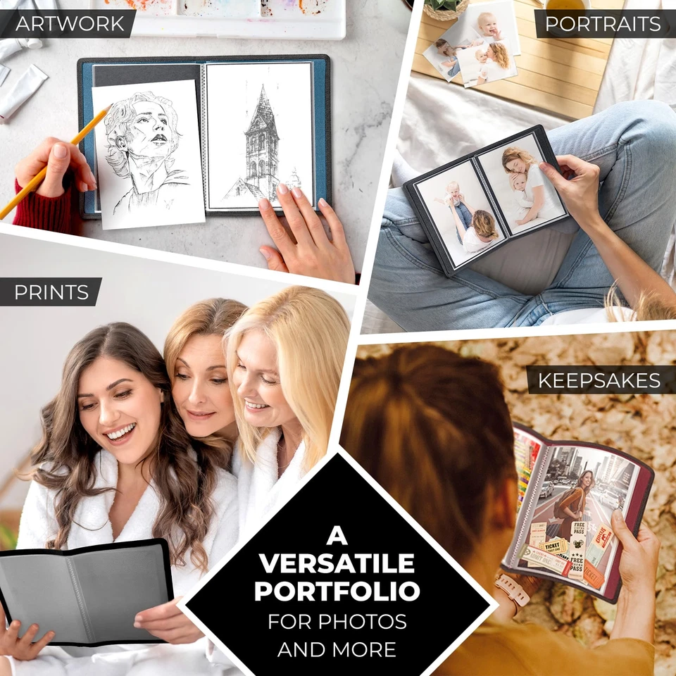 Álbum de fotos pequeño Dunwell 5x7 (paquete de 2 plateados) 5 7 y libro de portafolio de arte cada uno Foto 3 de 4