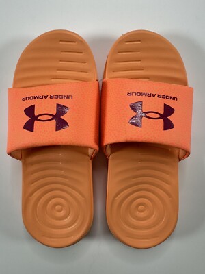 Girl s Under Armour  Comfort Sports Slides Sandals Orange Size 3Y NWT