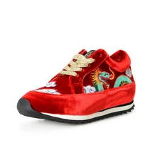 Charlotte Olympia Girls "INCY WORK IT! DRAGON" Velvet Leather Sneakers Shoes