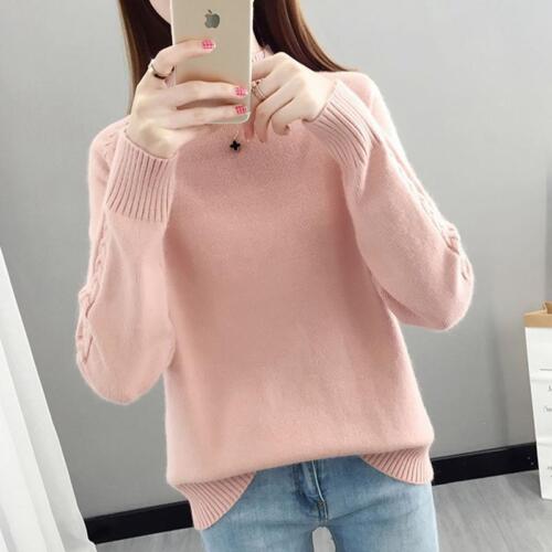 Women's Turtleneck Sweater New Loose Warm Knit Pullover Tops Knitwear Jumper