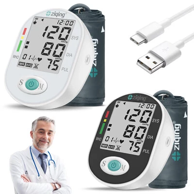 ZIQING Digital Automatic Blood Pressure Monitor Upper Arm BP Machine and Large Cuff