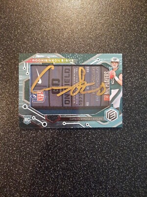 2022 Elements Carson Strong Rookie Neon Signs Laundry Tag Patch Auto RC #1/5