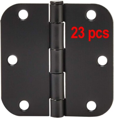23 pcs Sturdy Rounded 5/8 Radius Interior Door Hinges, 3.5'' X 3.5'', Matte Black