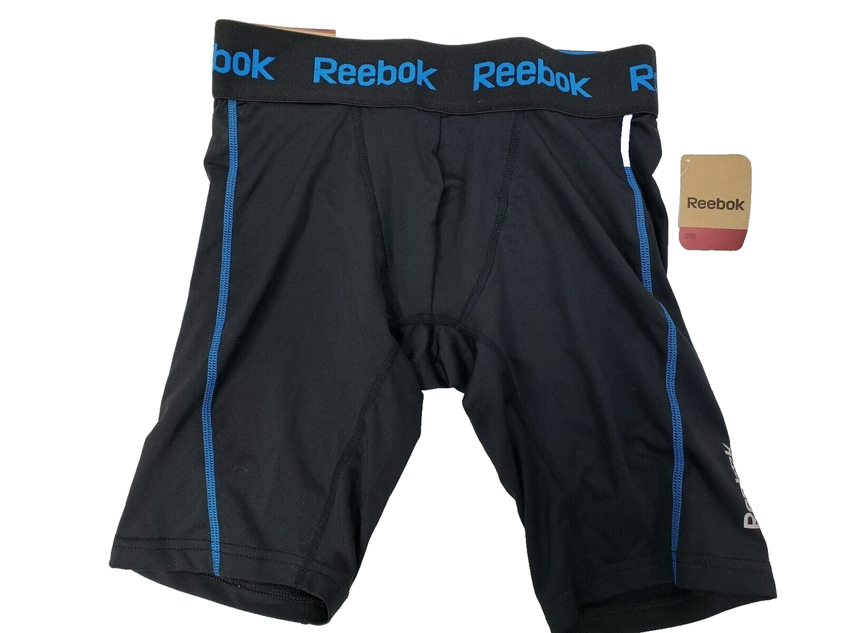 REEBOK Compression Base Layer Boxer Brief Shorts Black Blue sz S