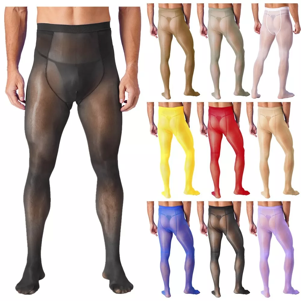 Men's Tights Transparent Pants Compression Stockings Sexy Pantyhose Seamless