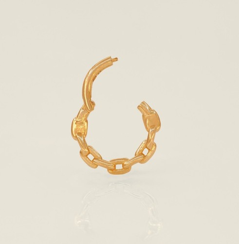 14K REAL Solid Gold Chain Hoop Septum Ring Earring Cartilage Daith Helix 16G - Picture 4 of 9