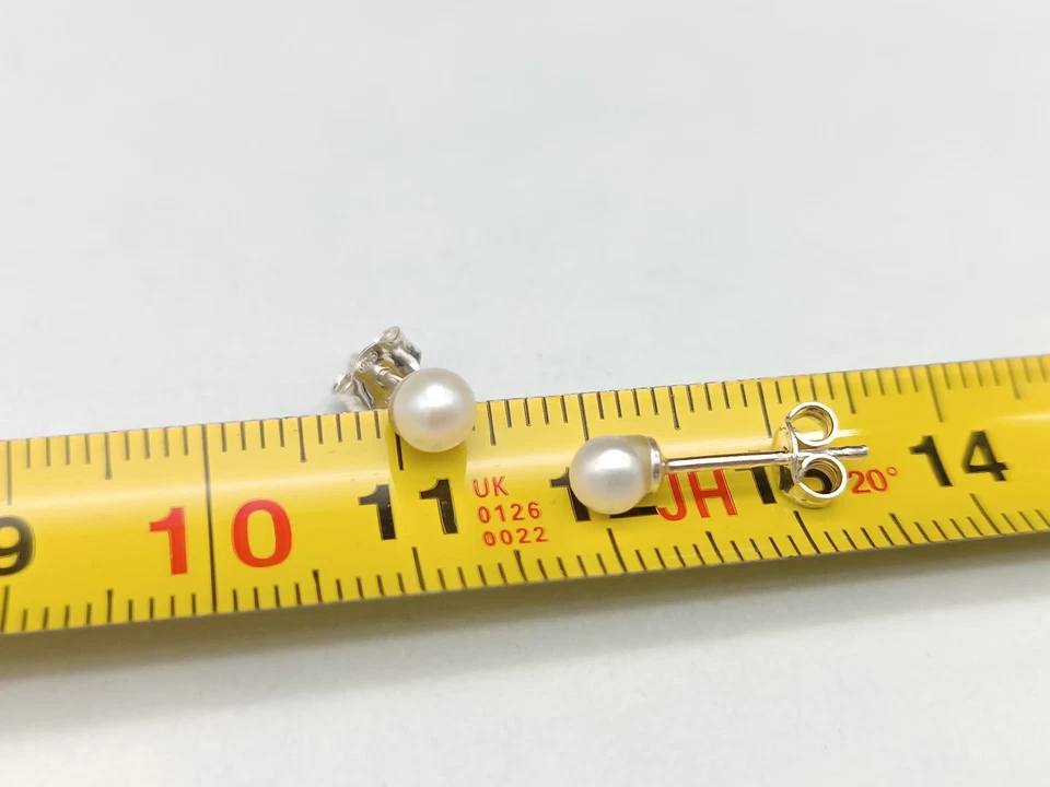 Orecchini donna perla naturale argento bianco 925 perno farfalla pallini piccoli - Immagine 2 di 4