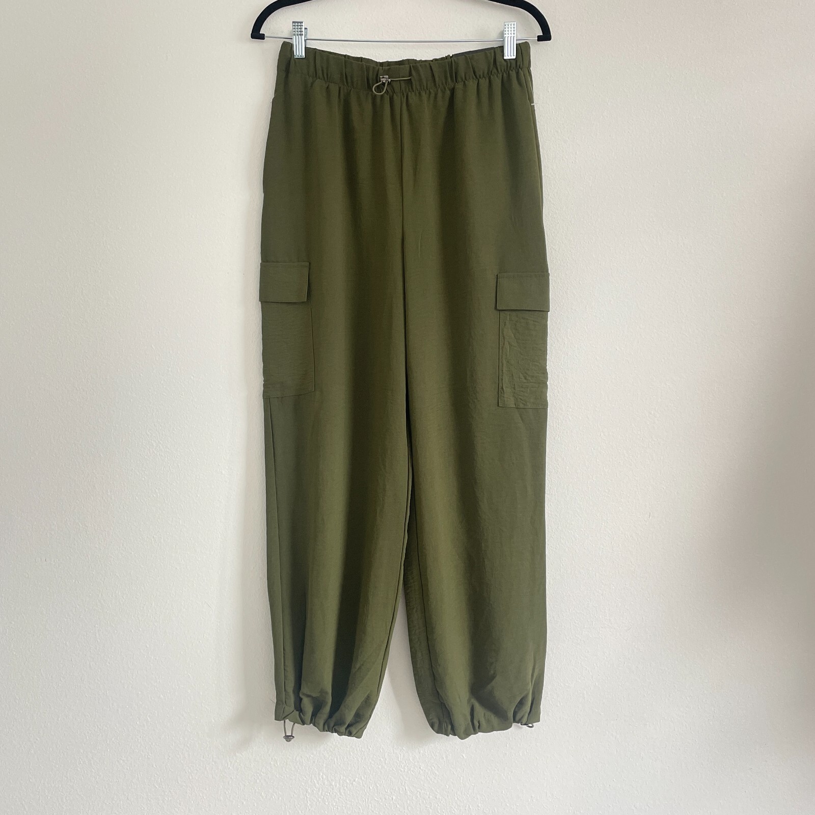 Rachel Zoe Olive Green Mid Rise Parachute Jogger Cargo Pants for Women