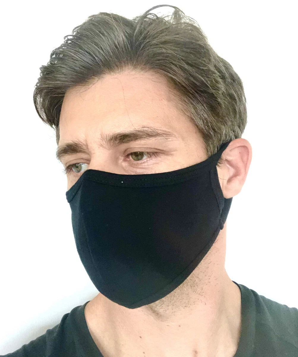 FACE MASK WASHABLE REUSABLE 100% COTTON MENS PLAIN BLACK MADE IN USA eBay