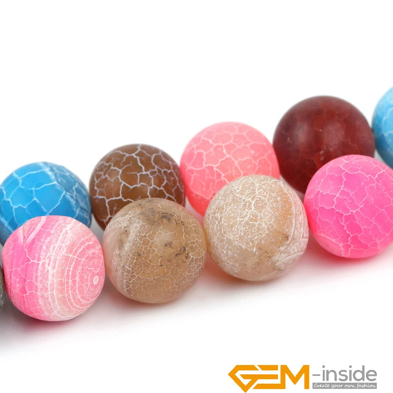 16mm Multi-color Fire Agate Gemstone Frost Matte Round Beads For Jewelry Making - Image 2 of 4