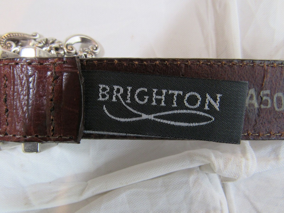 Vintage Brighton 4A507 Brown Croc Embossed Leather Belt 4 Dangle Charms M/L 32 Brighton Belt Brown Leather Croc Design Size Large 24507 - Etsy main image 4
