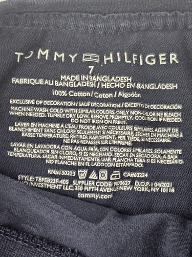 Tommy Hilfiger Unisex Kids Size 7 Long Sleeve Shirt H-Logo Blue Cotton - Picture 5 of 5