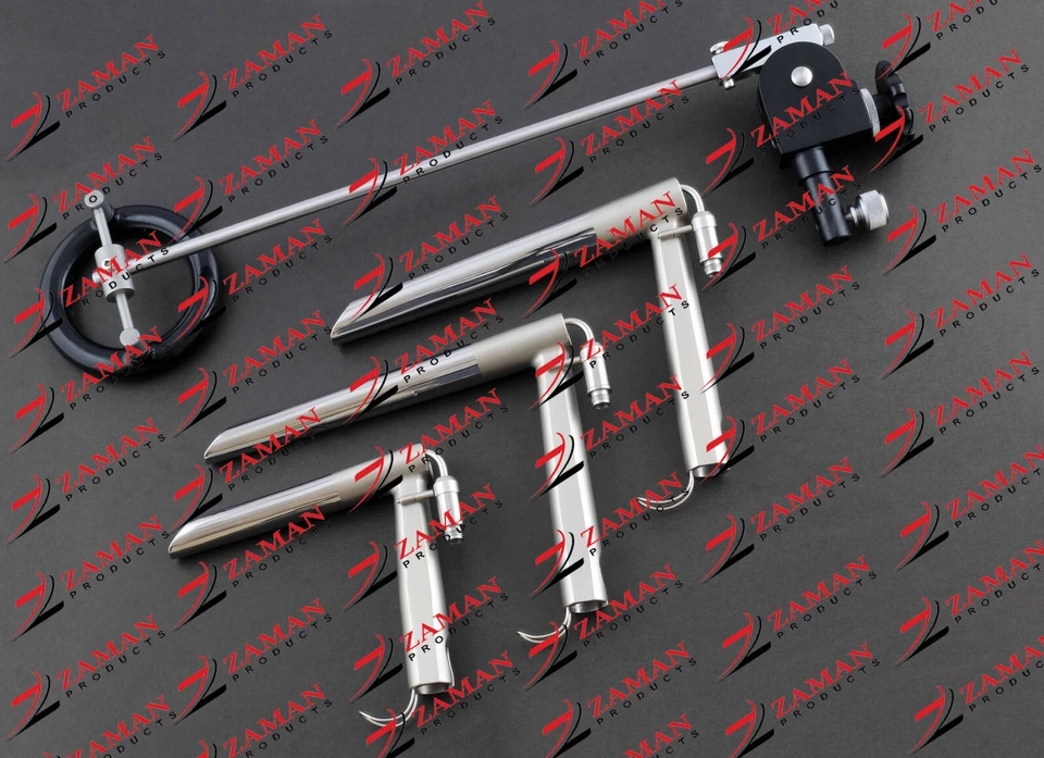 Laringoscopio de funcionamiento de fibra óptica rígido directo 4 piezas seT por Zaman Products Foto 2 de 4