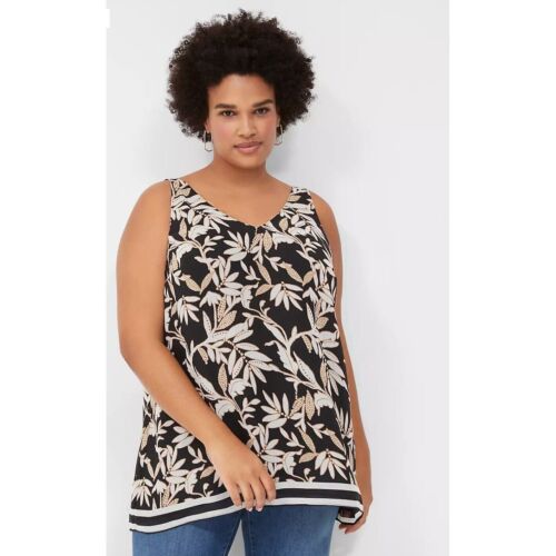 Lane Bryant Swing Tank Top Floral Print Sleeveless V-Neck Plus Size 22 Womens