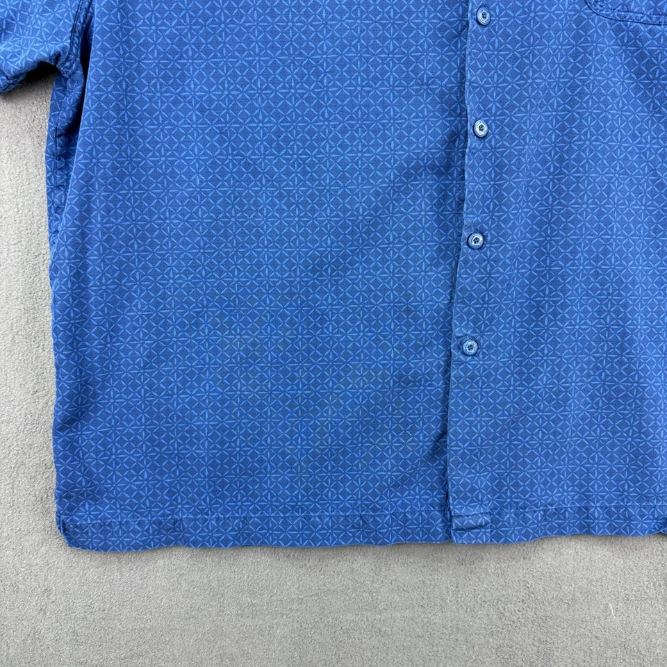 Camisa Nat Nast Para Hombres 2XL Azul Mezcla Seda Floral Manga Corta Estampado Geométrico Foto 2 de 4