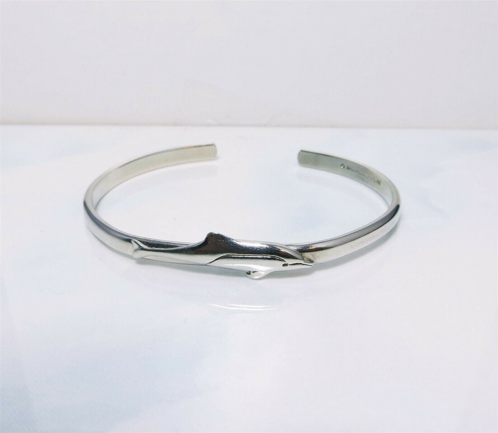 Adorable .925 Sterling Silver Dolphin Cuff Bracel… - image 2