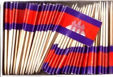 One Box of 100 Cambodia Toothpick Flags, 100 Small Mini International Flags