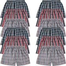 BILLIONHATS 12 Pack Wholesale Men's Tag Free Woven Boxer Shorts Underwear