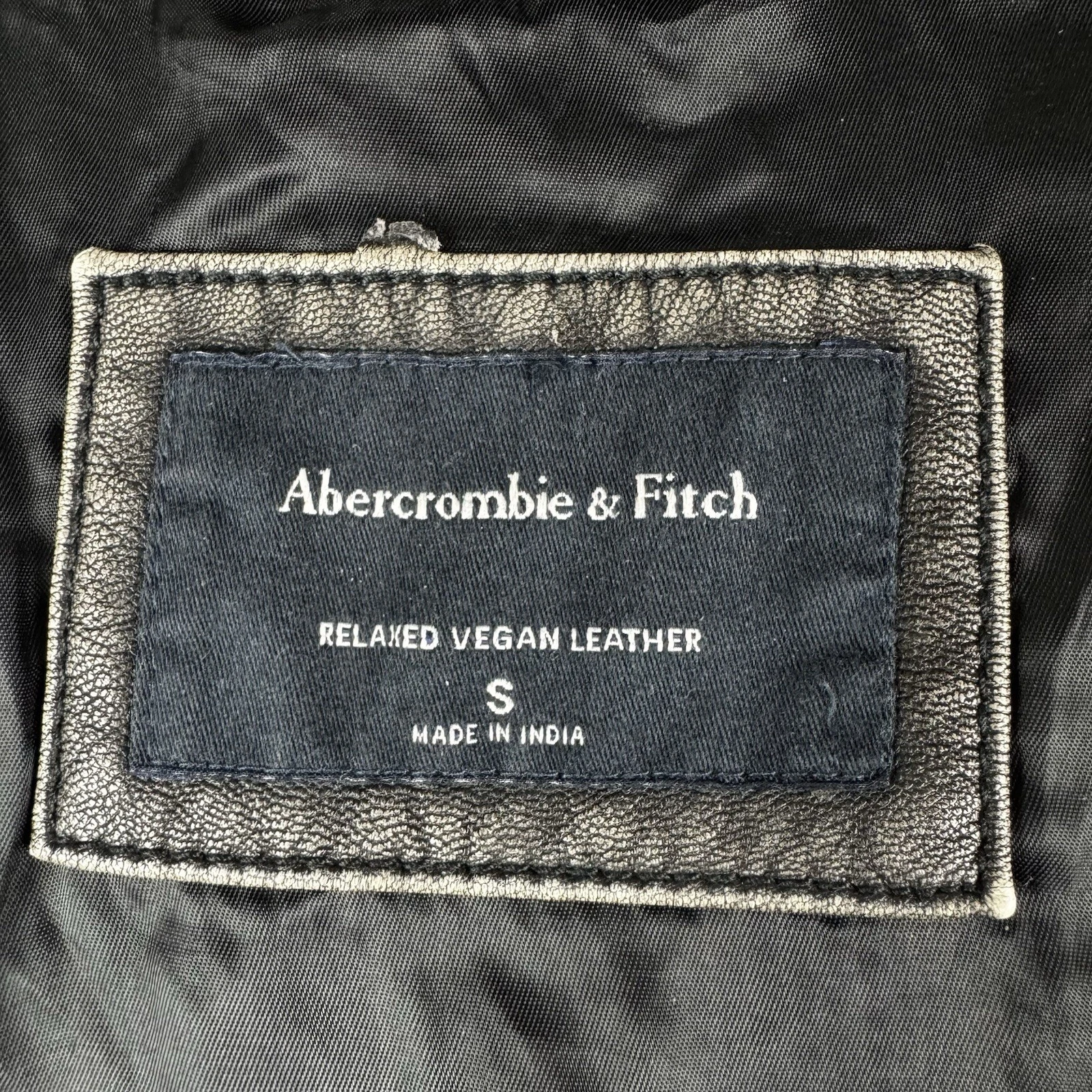 Abercrombie & Fitch Jacket Mens Small Relaxed Vegan Leather Bomber Grey Full Zip - product detail image 19