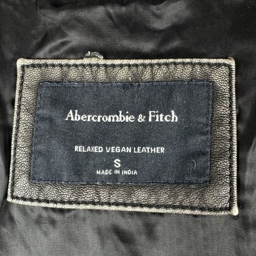 Abercrombie & Fitch Jacket Mens Small Relaxed Vegan Leather Bomber Grey Full Zip image 19