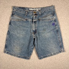 Marithe Francois Girbaud Denim Shorts Mens 36 Blue Stone Wash Baggy Shuttle