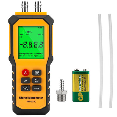 5/16 Inches Diameter Pressure Port Digital Manometer, YZT Meter Dual Port Air Pr